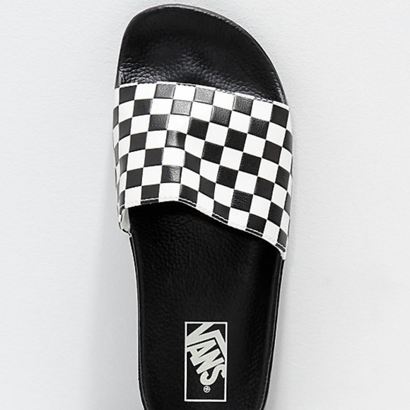 Vans Black & White Checkerboard Slide On Sandals - Picture 3 of 4